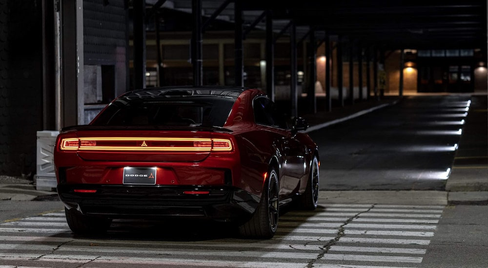 Rear of a red 2025 Dodge Charger.