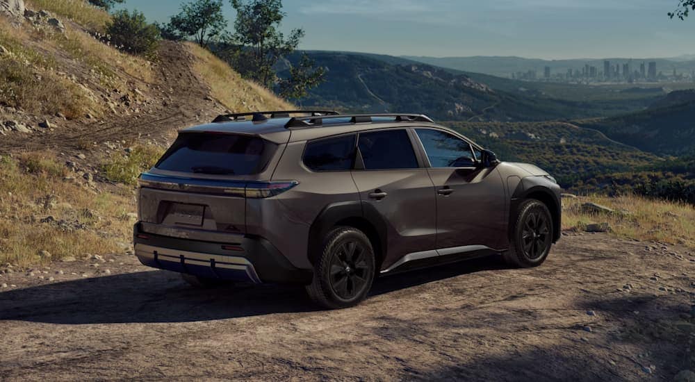 Brown 2026 Toyota bZ Woodland overlooking a valley